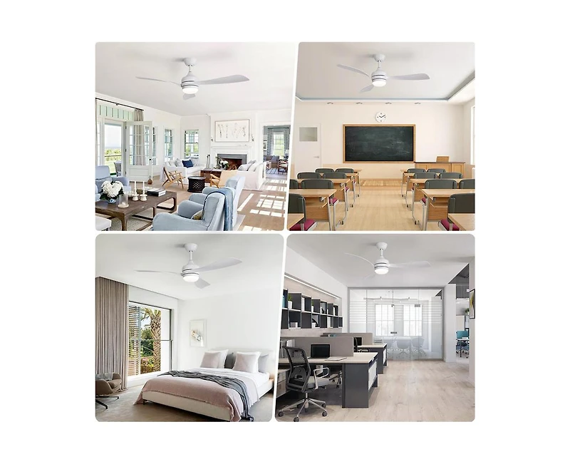 Sofucor 52-inch Modern White Ceiling Fan with Led Light and Remote Control Dc Motor