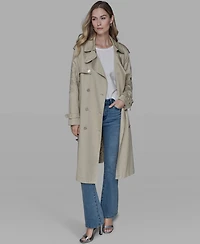 Karl Lagerfeld Paris Women's Embroidered Collar Trench Coat