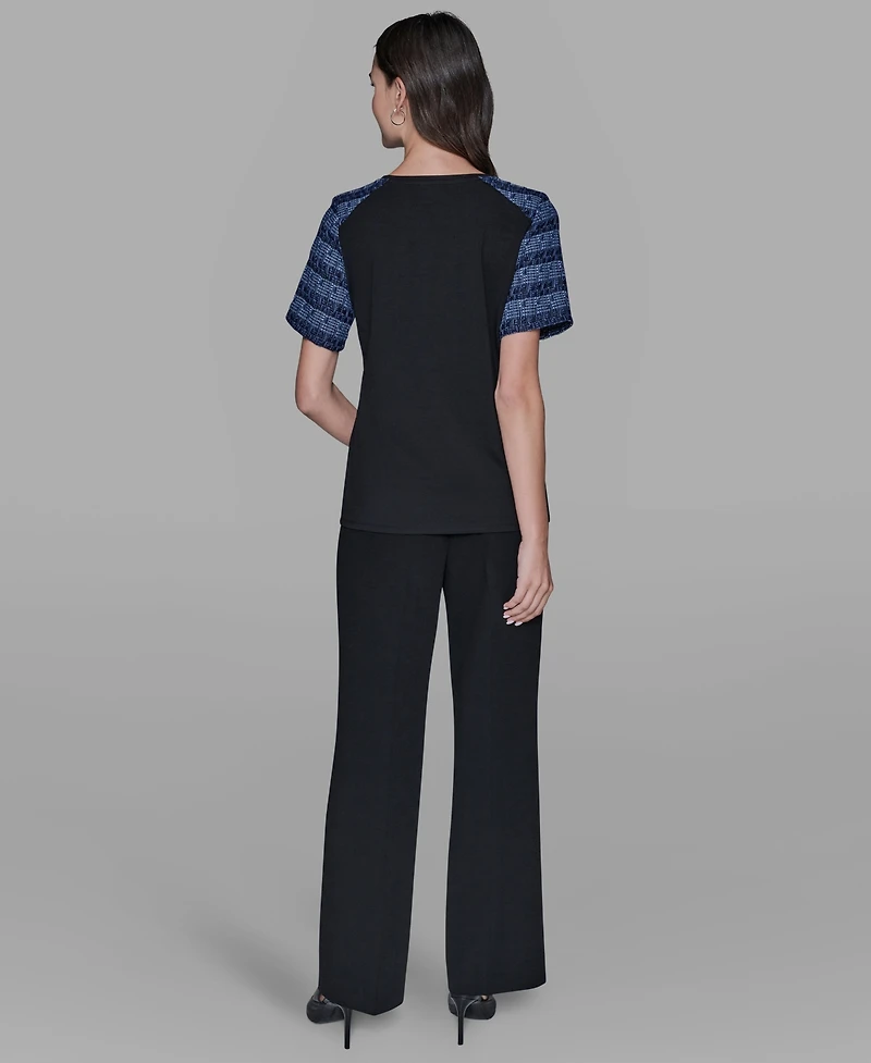 Karl Lagerfeld Paris Women's Raglan Short-Sleeve Blouse