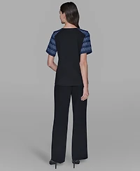 Karl Lagerfeld Paris Women's Raglan Short-Sleeve Blouse