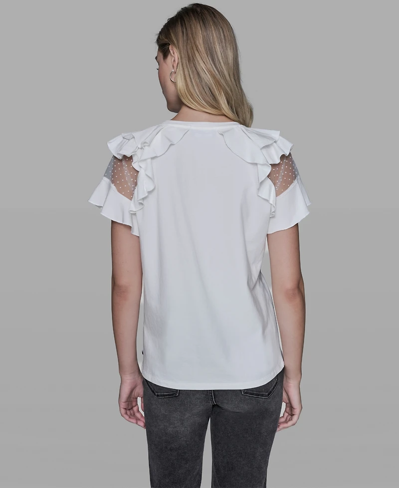 Karl Lagerfeld Paris Women's Ruffle-Sleeve Pull-On Top