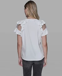 Karl Lagerfeld Paris Women's Ruffle-Sleeve Pull-On Top