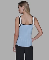 Karl Lagerfeld Paris Women's Contrast Sleeveless Tank Top