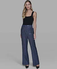 Karl Lagerfeld Paris Women's Mid Rise Striped Sequin Pants