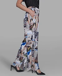 Karl Lagerfeld Paris Women's City Scene Printed Pull-On Pants