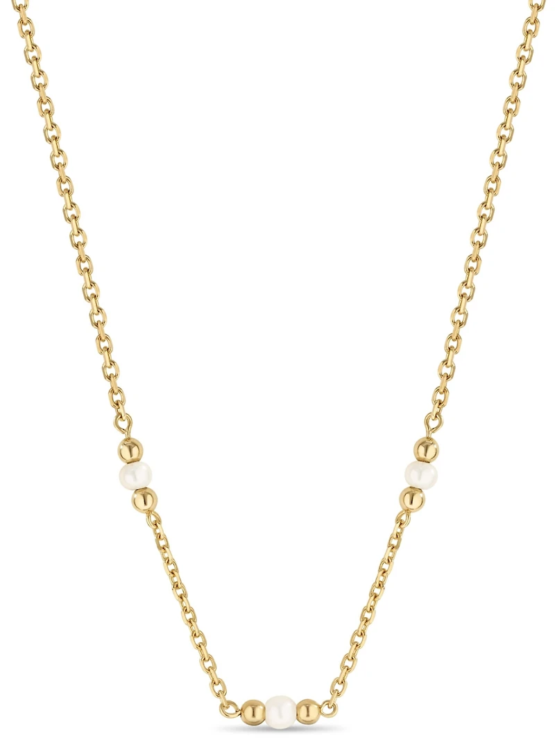 Devata Freshwater Pearl Chain Necklace in 14K Gold, 16 in adj to 18 in
