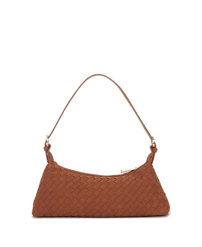 Susu Woven Suede Baguette Bag with Crossbody Strap