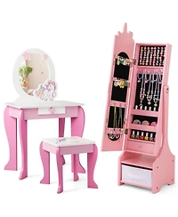 Kids Jewelry Armoire Cabinet with Storage and 2 Tilt Angles