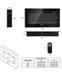 Sugift 40-Inch Electric Fireplace Recessed with Thermostat