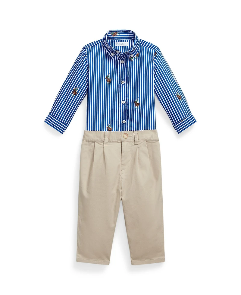 Polo Ralph Lauren Baby Boys' Long-Sleeve Shirt and Flex Abrasion Pants, 2-Piece Set