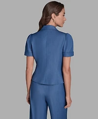 Bcbg Women's Notch Lapel Short-Sleeve Cropped Jacket