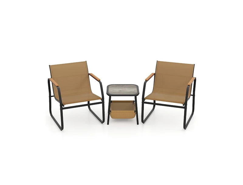 3 Pieces Patio Furniture Set Outdoor Bistro Conversation Set