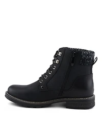 Patrizia Women's Jadelyn Hiker-Inspired Lace-Up Boots with Sweater Collar and Zipper