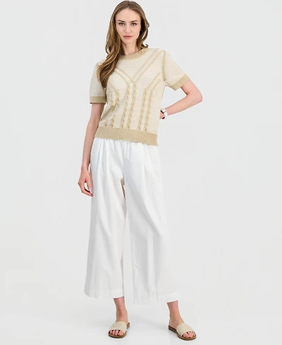 Nautica Jeans Women's Pleated Twill Wide-Leg Pants