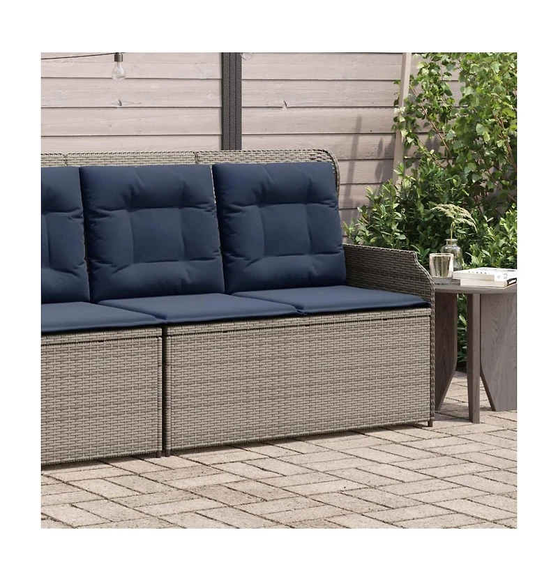 vidaXL Reclining Patio Bench Grey Pe rattan Standard outdoor bench size