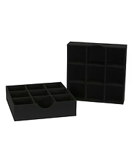 Household Essentials 9-Compartment Drawer Organizers, Pack of 2, Black Linen