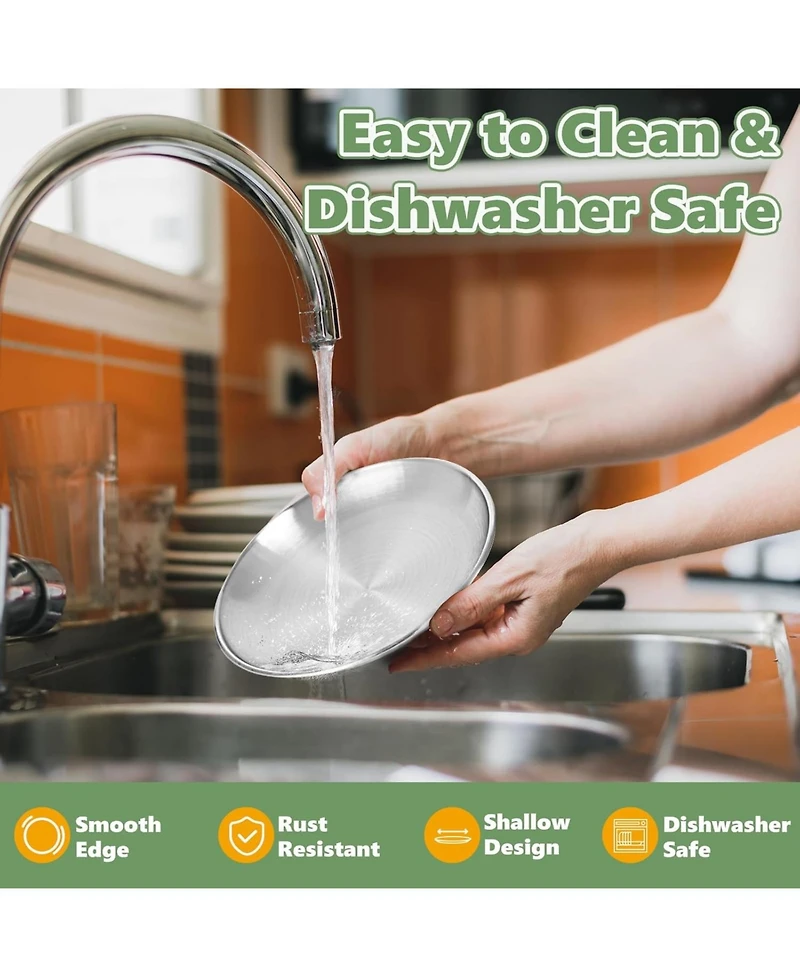 Wopet 8 Pack Stainless Steel Cat Food Bowls Shallow Whisker Friendly Non Slip Silicone Base Easy Clean Indoor Feeding Dishes 67 Inch