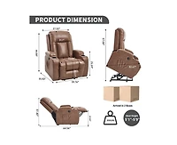 sumyeg Pu Power Lift Recliner 350LB capacity 8-point massage lumbar heat with Usb port and cup holders