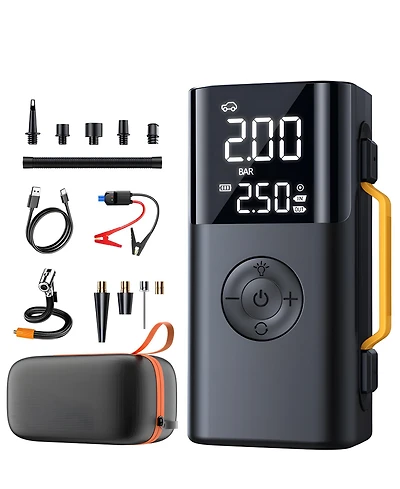 Sugift 5-in-1 Portable Jump Starter with Air Compressor, 10000mAh Car Battery Booster