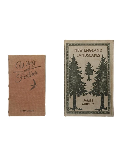Storied Home Mdf & Canvas Book Storage Boxes, Set of 2 "New England Landscapes"