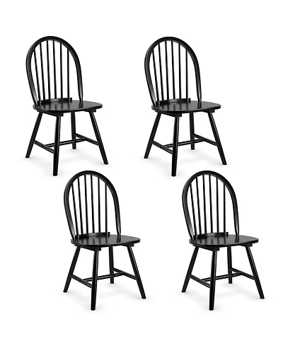 Costway Set of 4 Vintage Windsor Dining Side Chair Wood Spindleback Kitchen Room