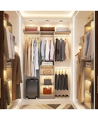 Aheaplus 4FT Small Closet Organizer with 4 Rods and 3 Shelves, 48'' System for Space