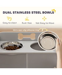 PawHut Elevated Dog Bowls with Storage, Raised Bowl Sd with Food Dishes