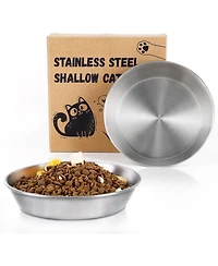 Wopet 2 Pack Stainless Steel Cat Food Bowls Deep Whisker Friendly Non Slip Silicone Base Easy Clean Indoor Feeding Dishes 59 Inch