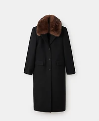 Mango Women's Fur Collar Wool Coat