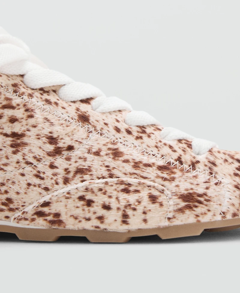 Mango Women's Leather And Fur-Effect Trainer Shoes