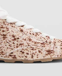 Mango Women's Leather And Fur-Effect Trainer Shoes