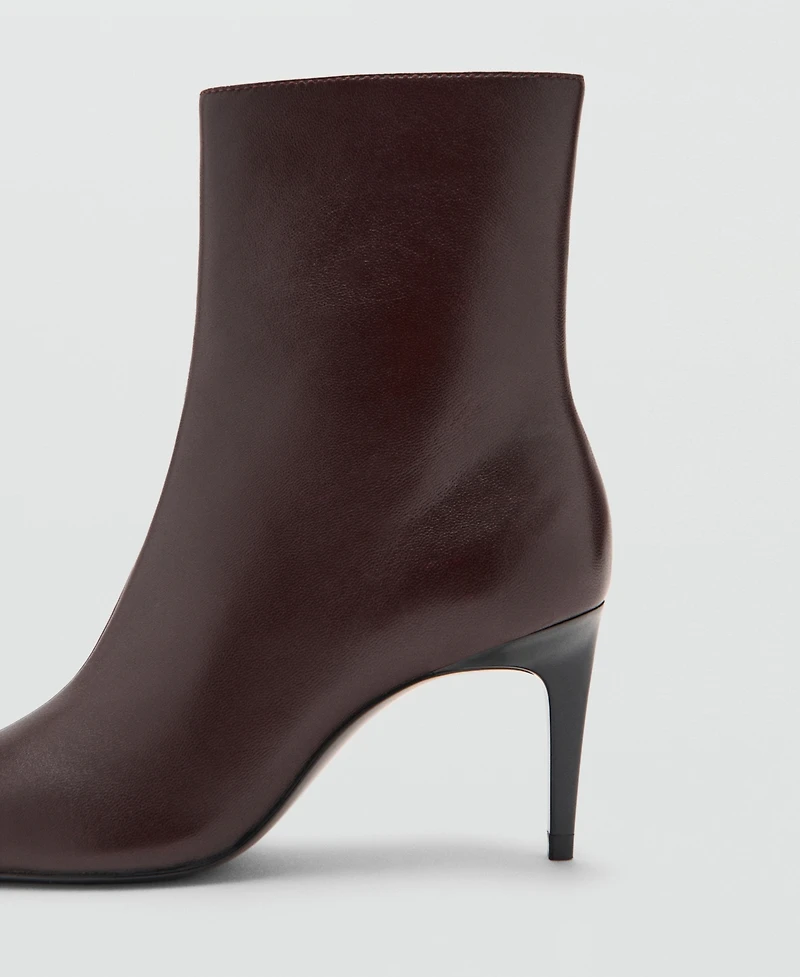 Mango Women's Leather Pointed Ankle Boots