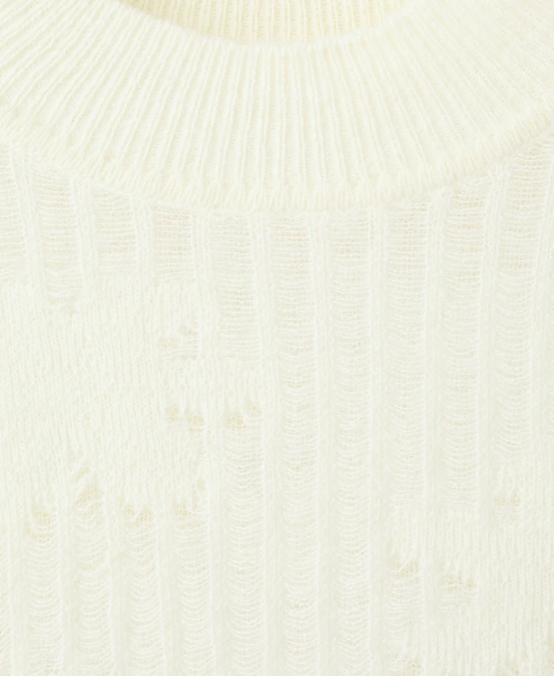 Mango Women's Openwork Knitted Floral Sweater