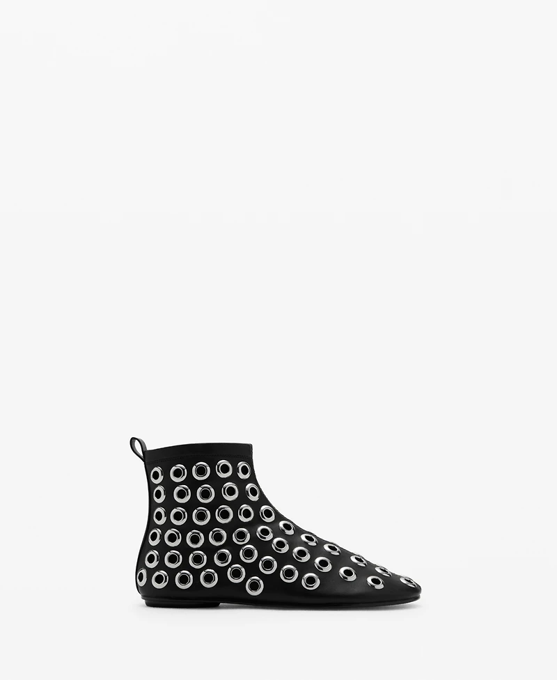 Mango Women's Eyelets Leather-Effect Ankle Boots