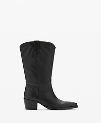 Mango Women's Leather Pointed Ankle Boots