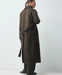 Mango Women's Belt Handmade Wool Coat
