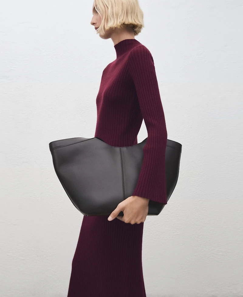 Mango Women's Perkins-Neck Ribbed Dress