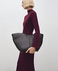 Mango Women's Perkins-Neck Ribbed Dress