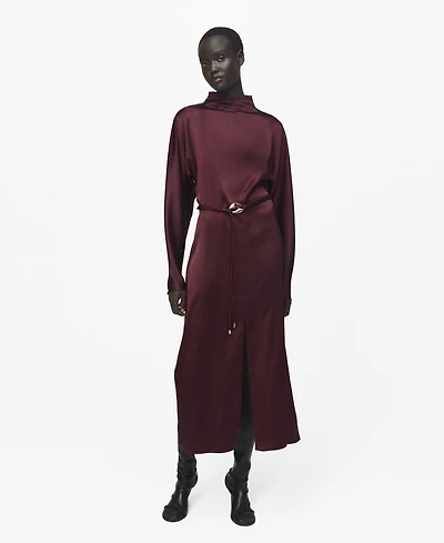 Mango Women's Belt Satin Dress