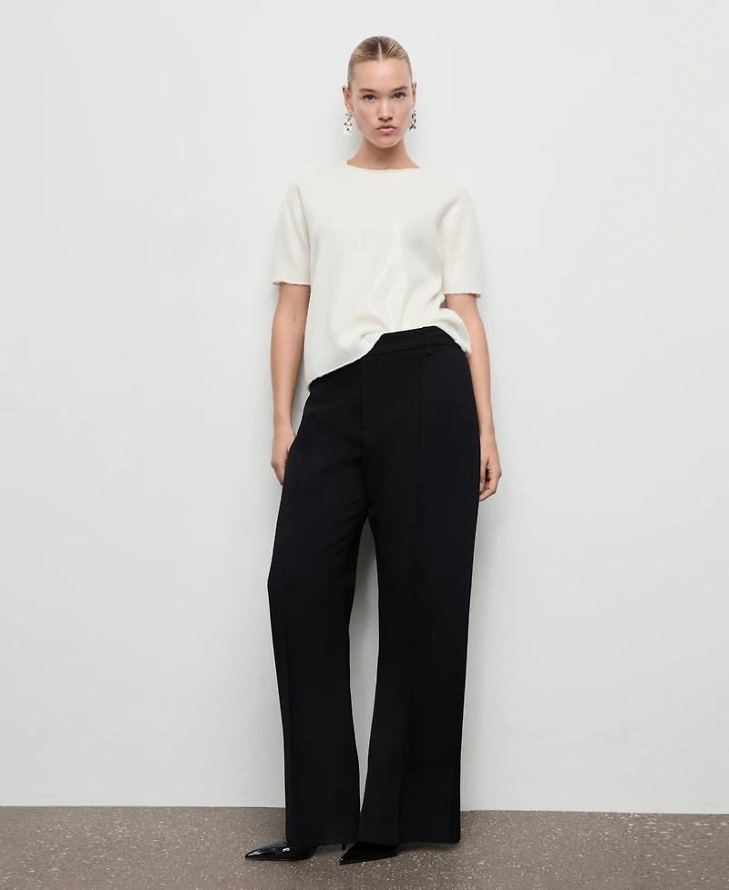 Mango Women's Short-Sleeved Sequin Sweater