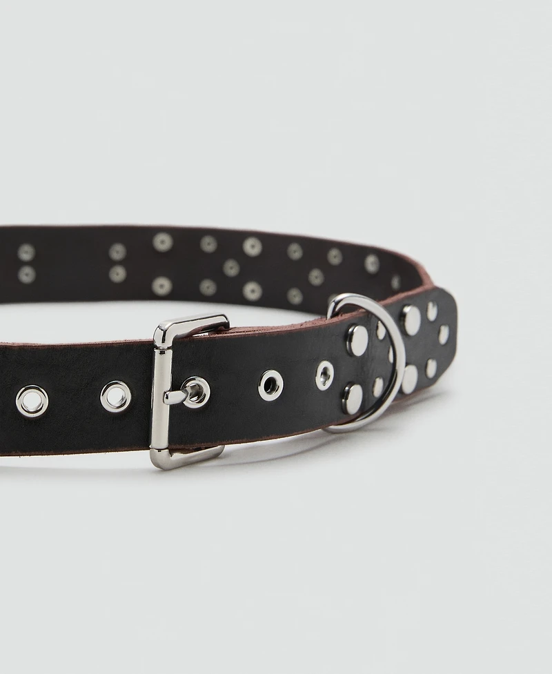 Mango Women's Stud Leather Belt