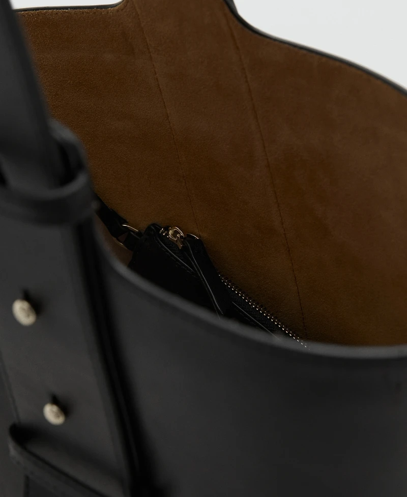 Mango Women's Leather Bucket Bag