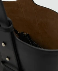 Mango Women's Leather Bucket Bag