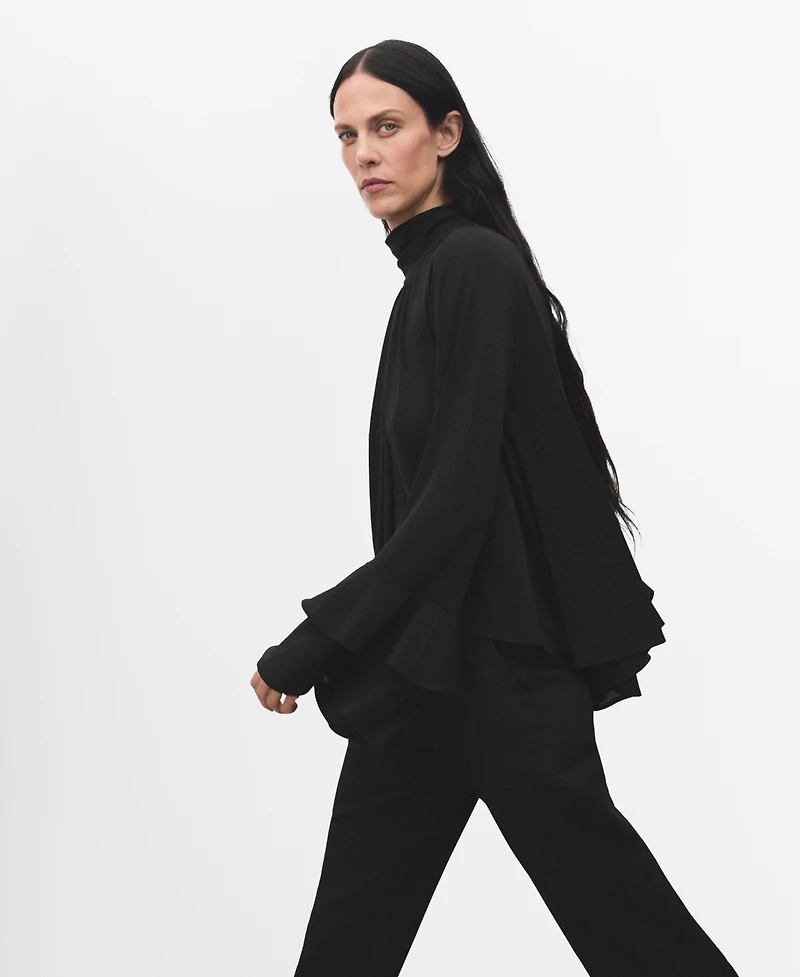 Mango Women's Flared Sleeves And Ruffles Blouse