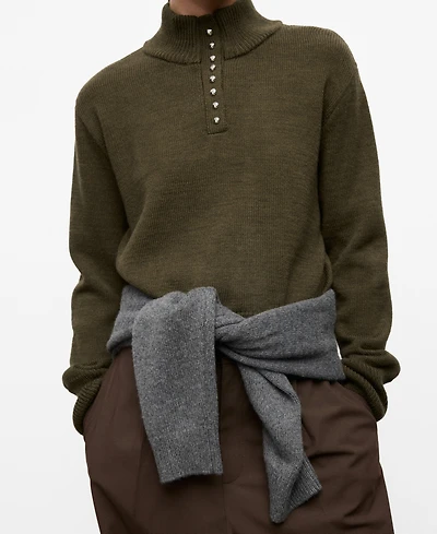 Mango Women's Perkins-Neck Button Sweater