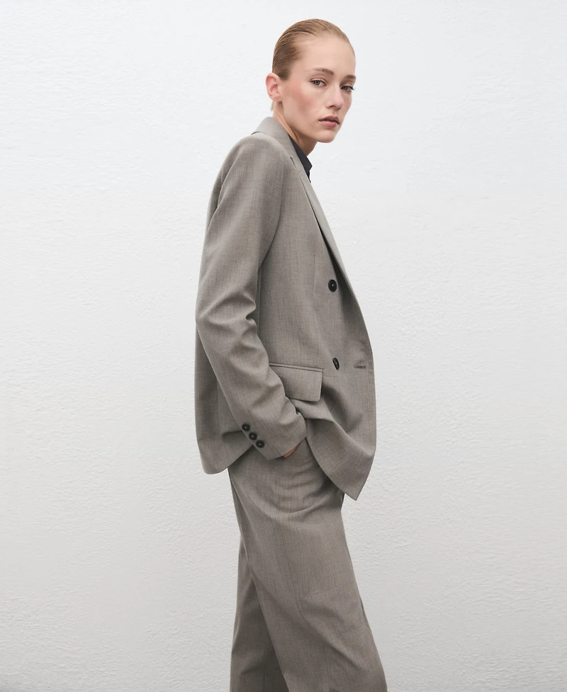 Mango Women's Double-Breasted Wool Blend Blazer