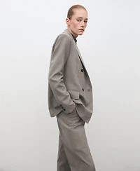 Mango Women's Double-Breasted Wool Blend Blazer