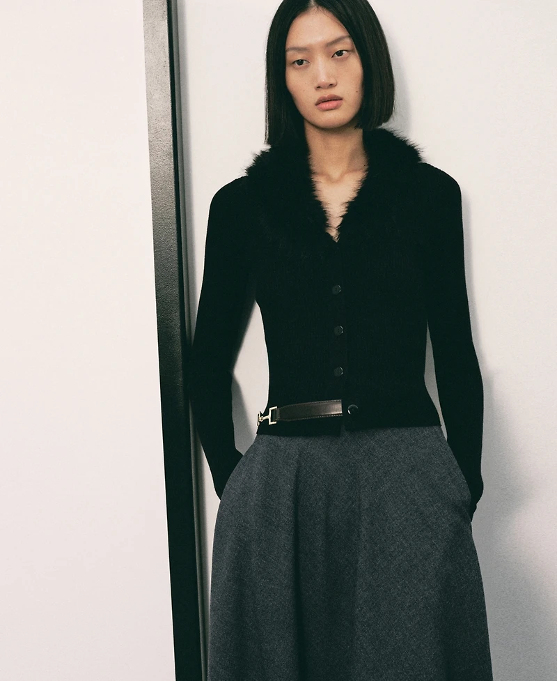 Mango Women's A-Line Wool-Blend Skirt