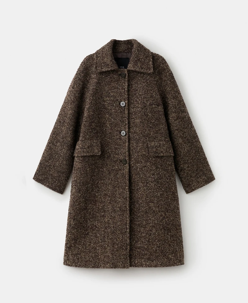 Mango Women's Speckled Wool Overcoat