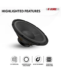 5 Core 12" Subwoofer 120W Car Audio Sub Woofer 8 Ohm Deep Bass Replacement Component Loud Speaker